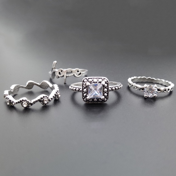 4 for $25 SALE!!! 4 piece Rhinestone Hope Ring Set - Picture 5 of 8